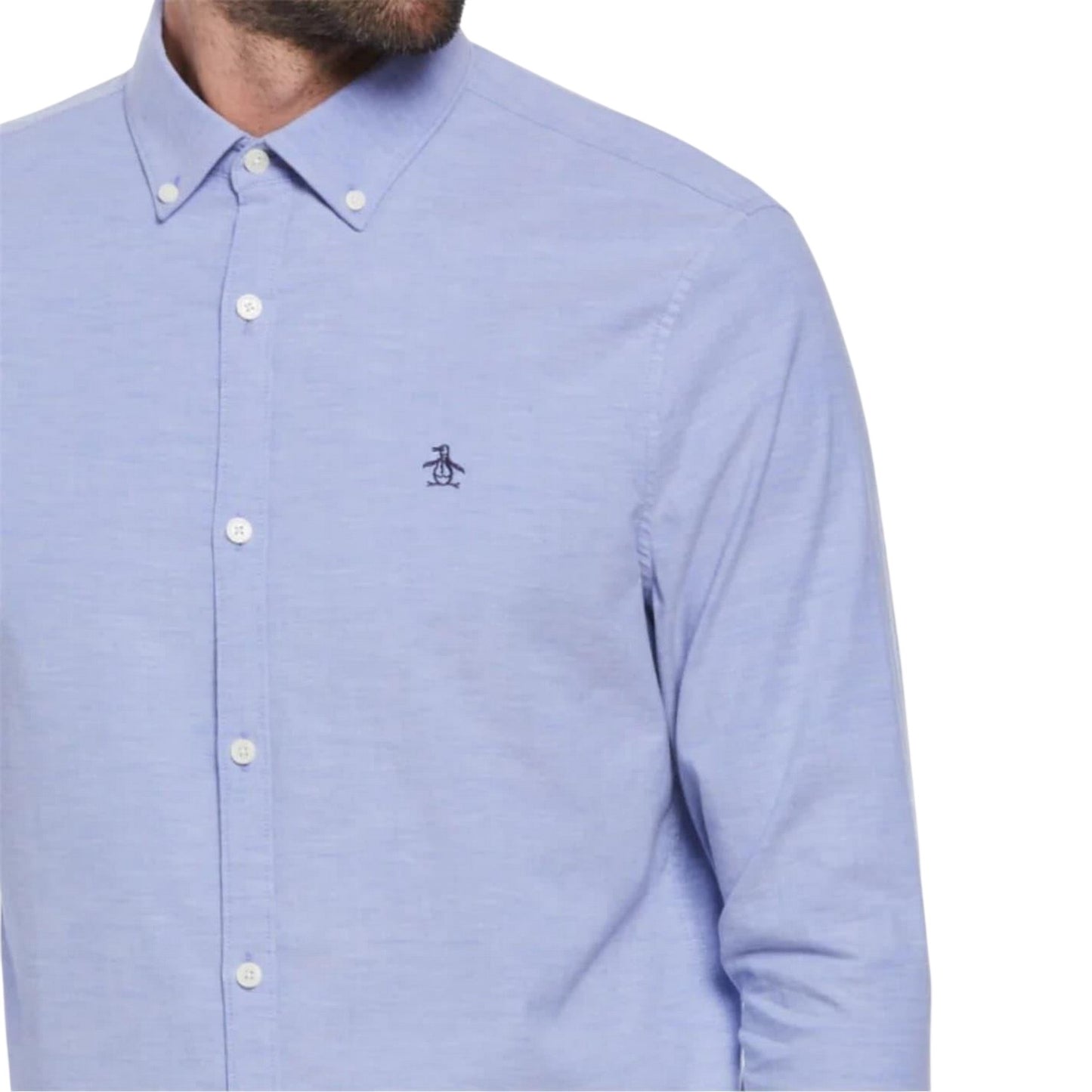 Amparo Blue - Side - Original Penguin Mens Sticker Pete EcoVero Long-Sleeved Shirt