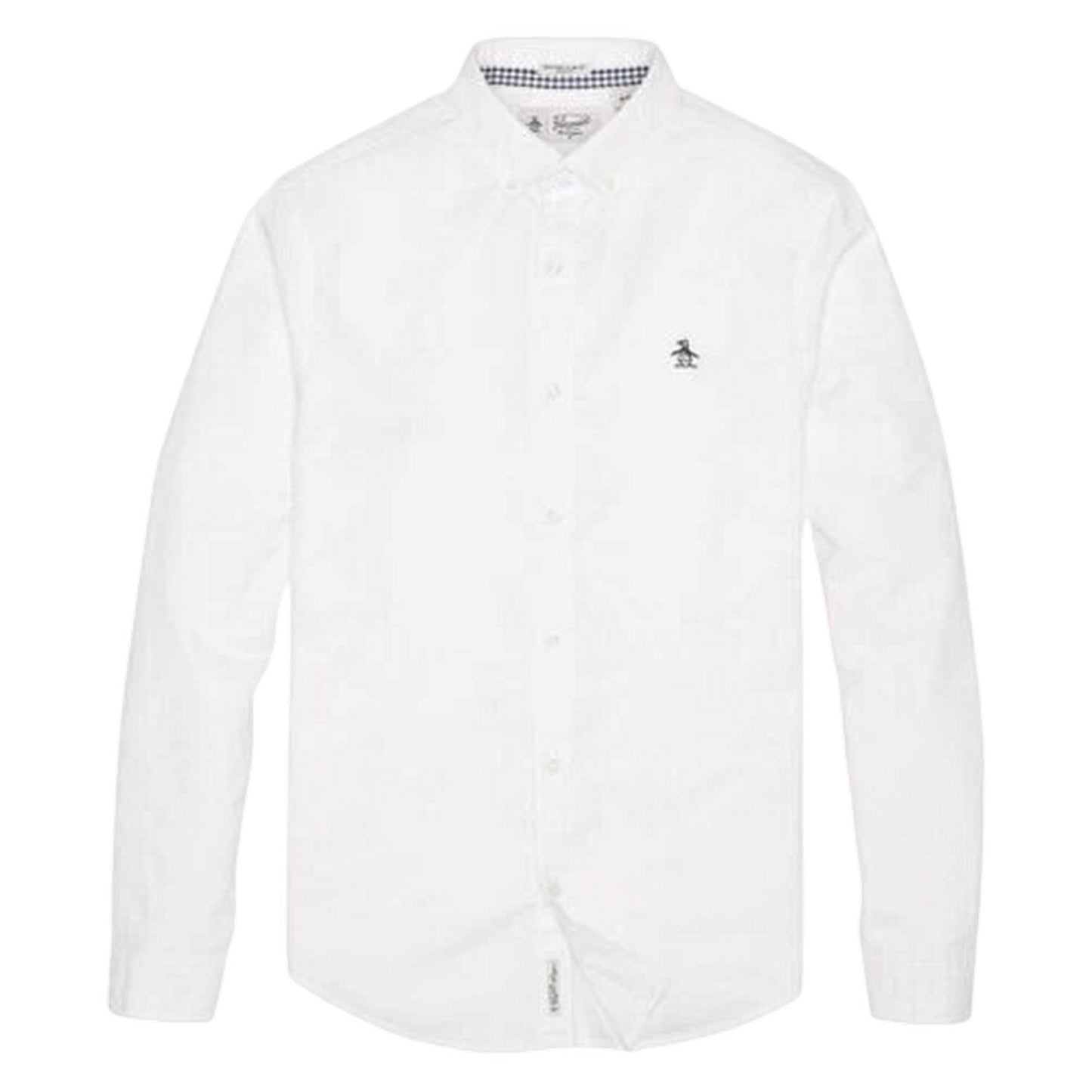 Bright White - Front - Original Penguin Mens Sticker Pete EcoVero Long-Sleeved Shirt