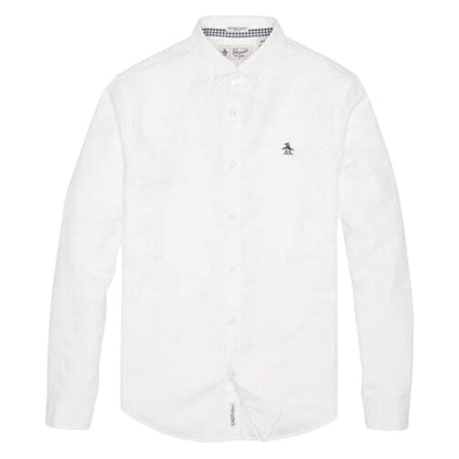 Bright White - Front - Original Penguin Mens Sticker Pete EcoVero Long-Sleeved Shirt