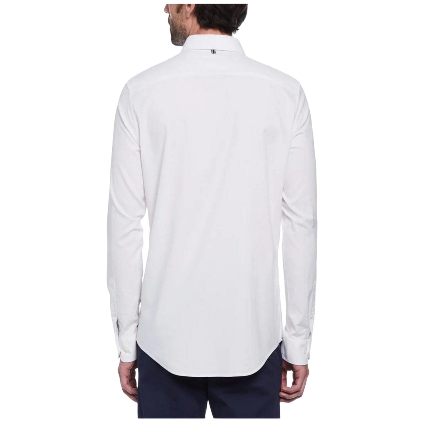 Bright White - Back - Original Penguin Mens Sticker Pete EcoVero Long-Sleeved Shirt