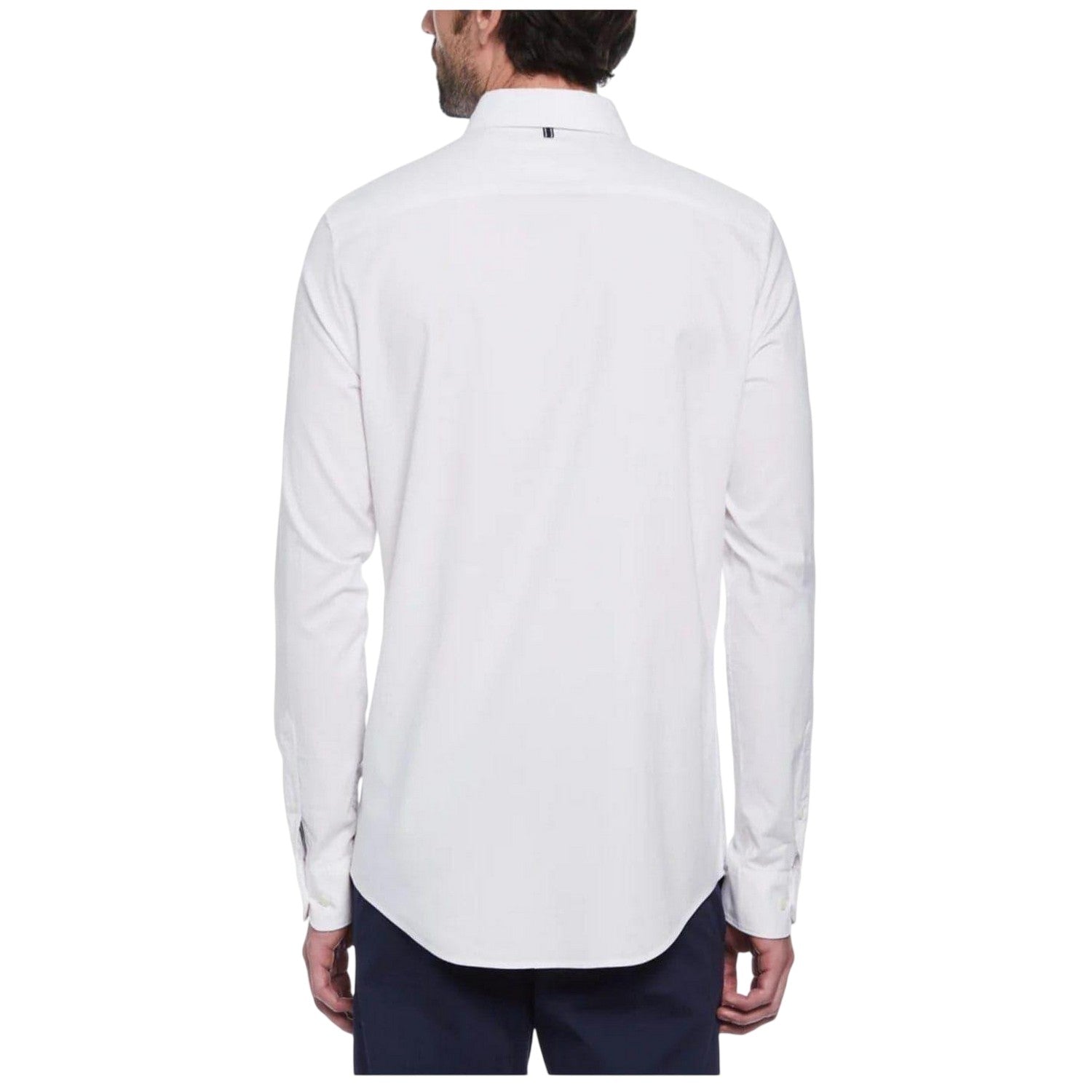 Bright White - Back - Original Penguin Mens Sticker Pete EcoVero Long-Sleeved Shirt