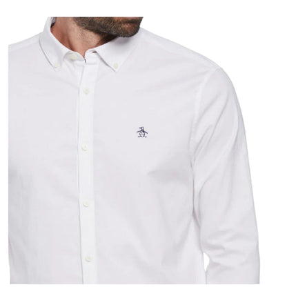 Bright White - Side - Original Penguin Mens Sticker Pete EcoVero Long-Sleeved Shirt