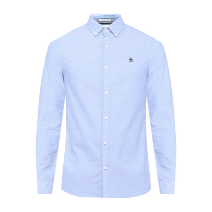 Amparo Blue - Front - Original Penguin Mens Sticker Pete EcoVero Long-Sleeved Shirt