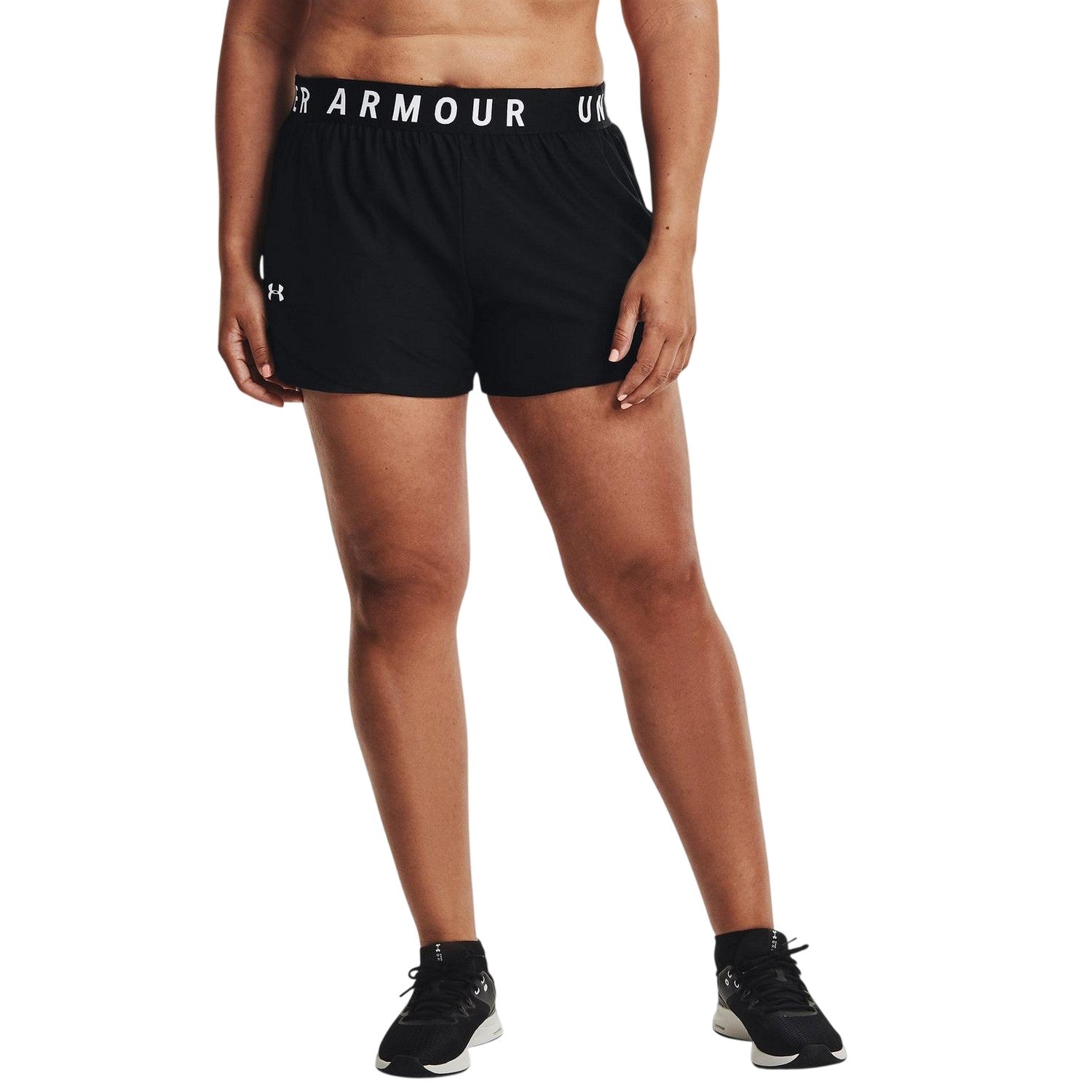 Black - Side - Under Armour Womens-Ladies Play Up Athletic Shorts