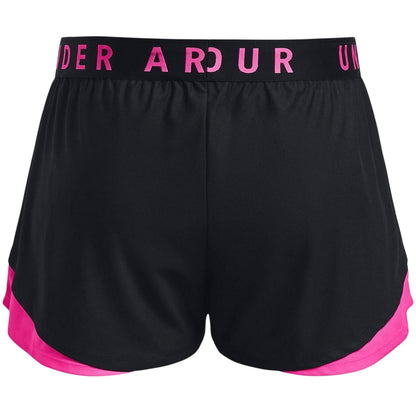 Black-Pink - Back - Under Armour Womens-Ladies Play Up Athletic Shorts