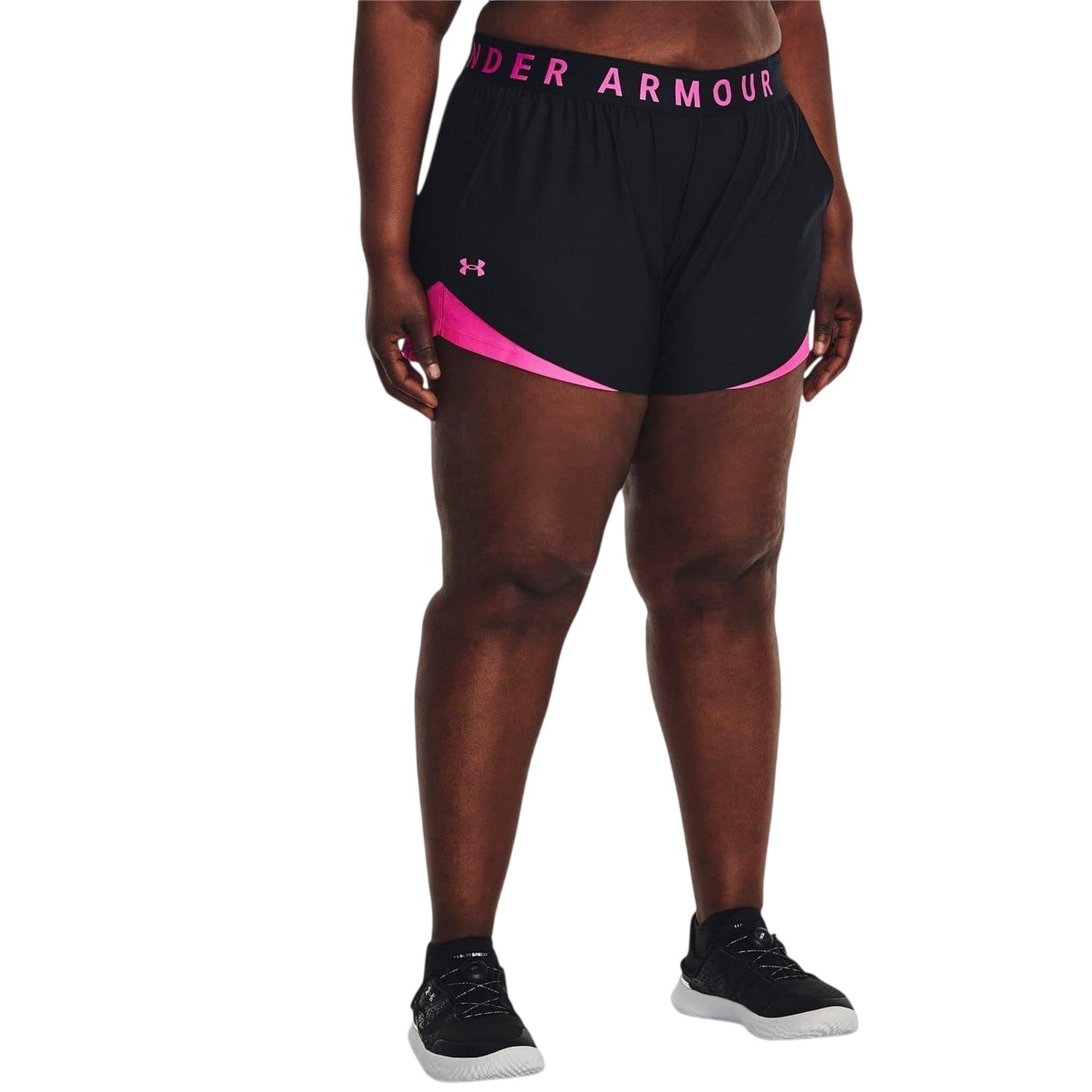 Black-Pink - Side - Under Armour Womens-Ladies Play Up Athletic Shorts