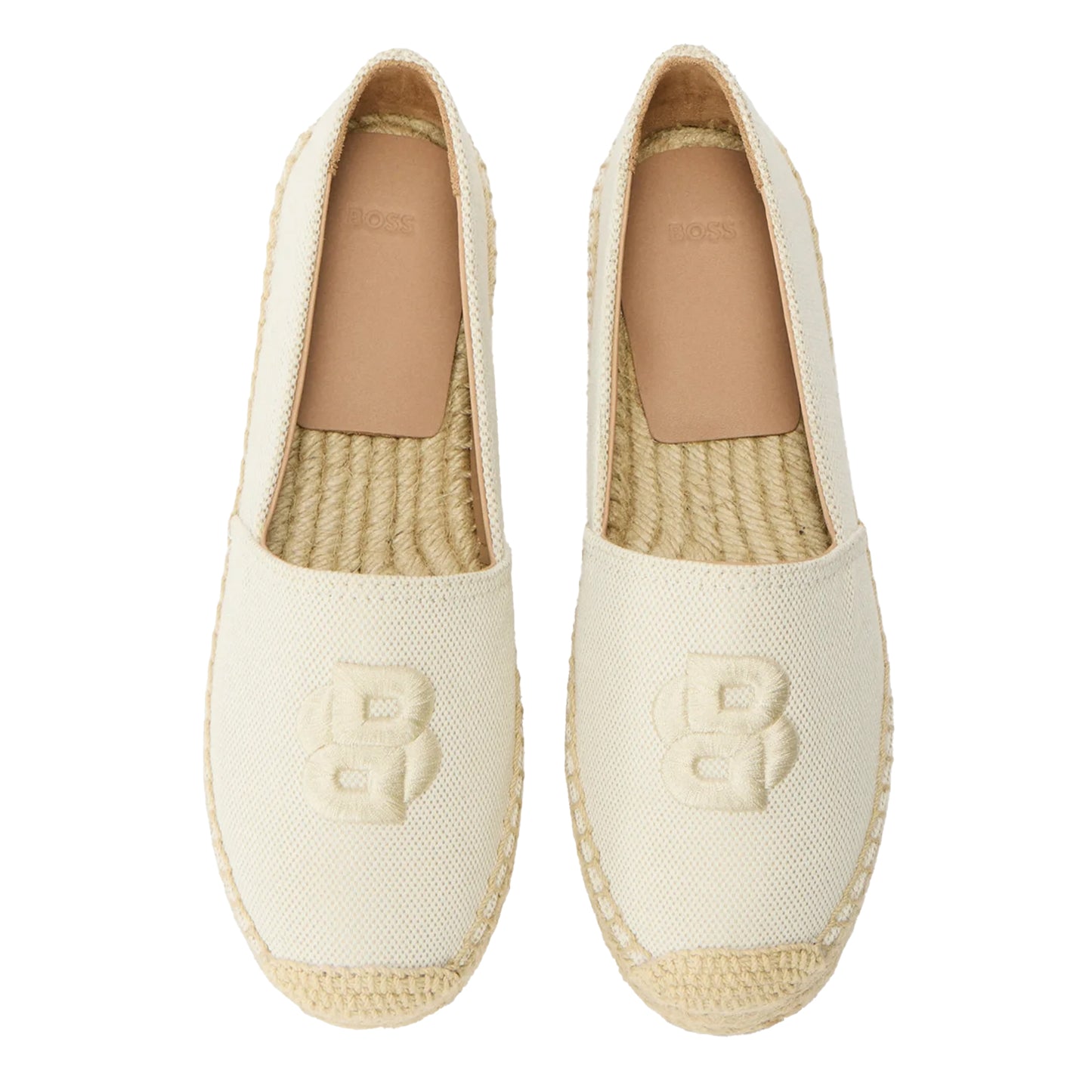 Light Beige - Lifestyle - Boss Womens-Ladies Leather Flat Espadrilles