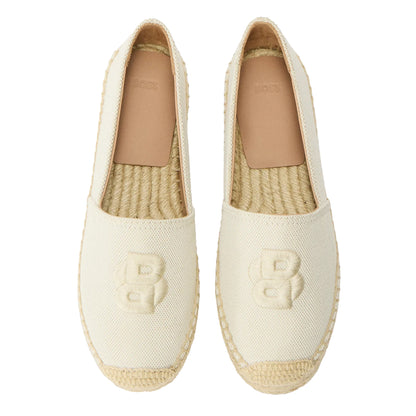 Light Beige - Lifestyle - Boss Womens-Ladies Leather Flat Espadrilles