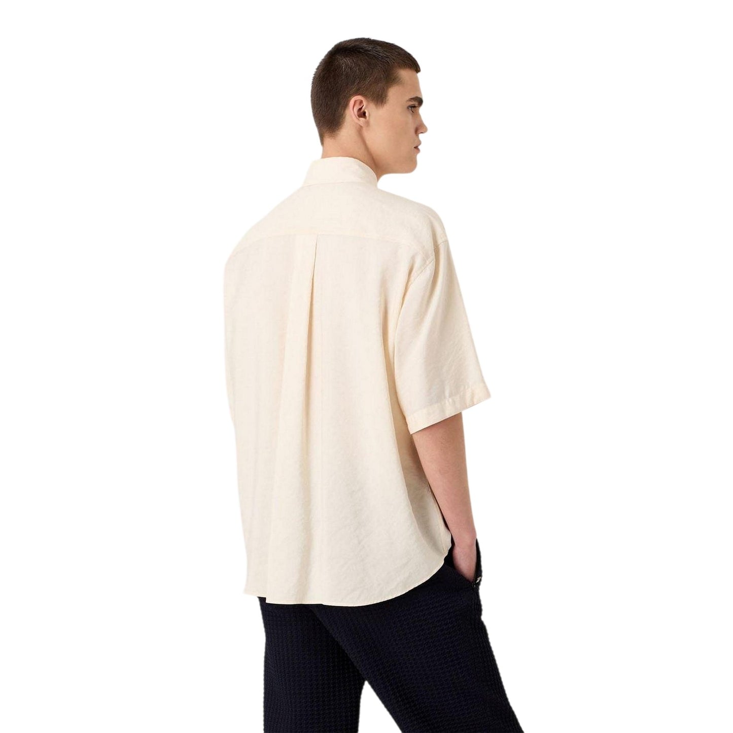Cream - Back - Emporio Armani EA7 Mens Relaxed Fit Short-Sleeved Shirt