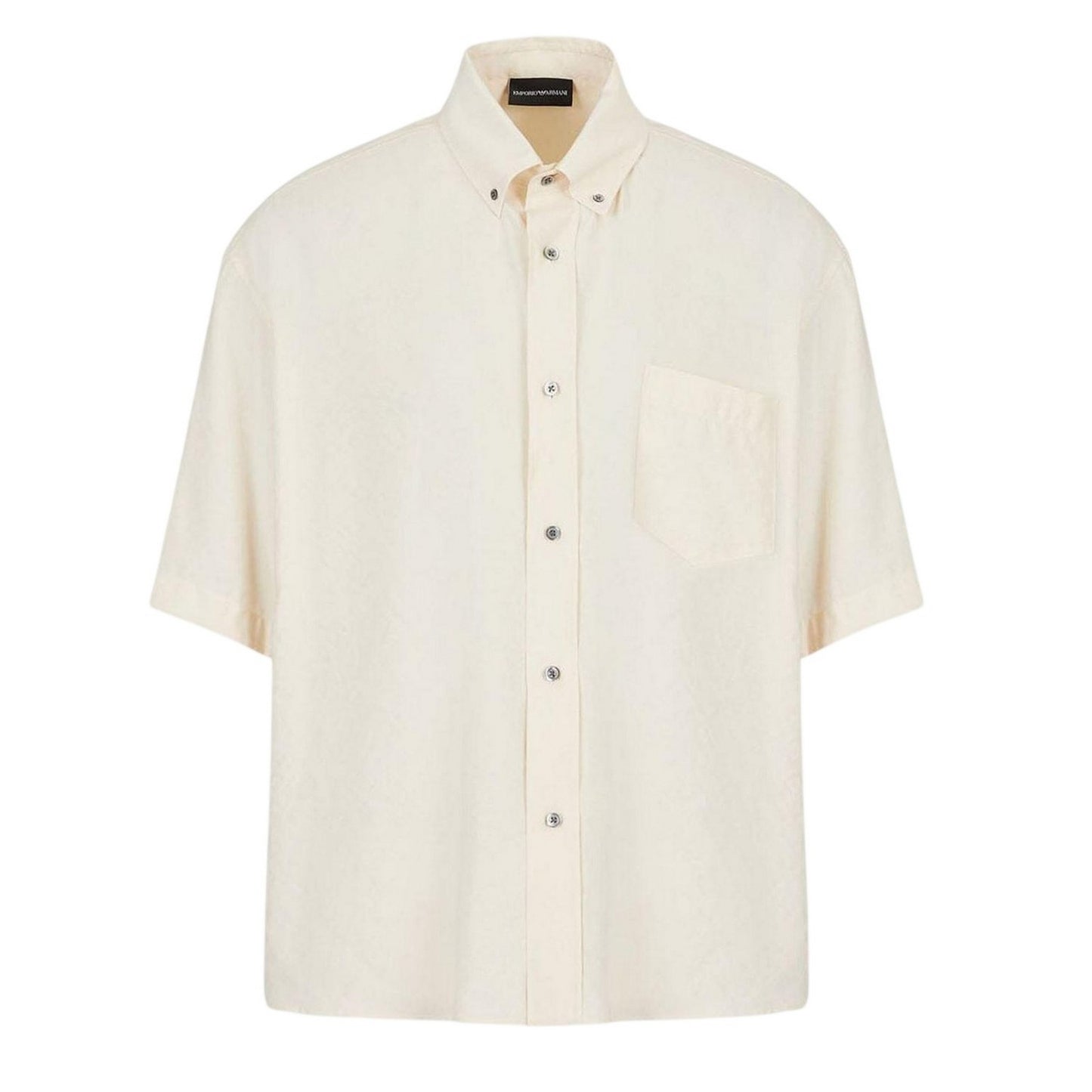 Cream - Front - Emporio Armani EA7 Mens Relaxed Fit Short-Sleeved Shirt