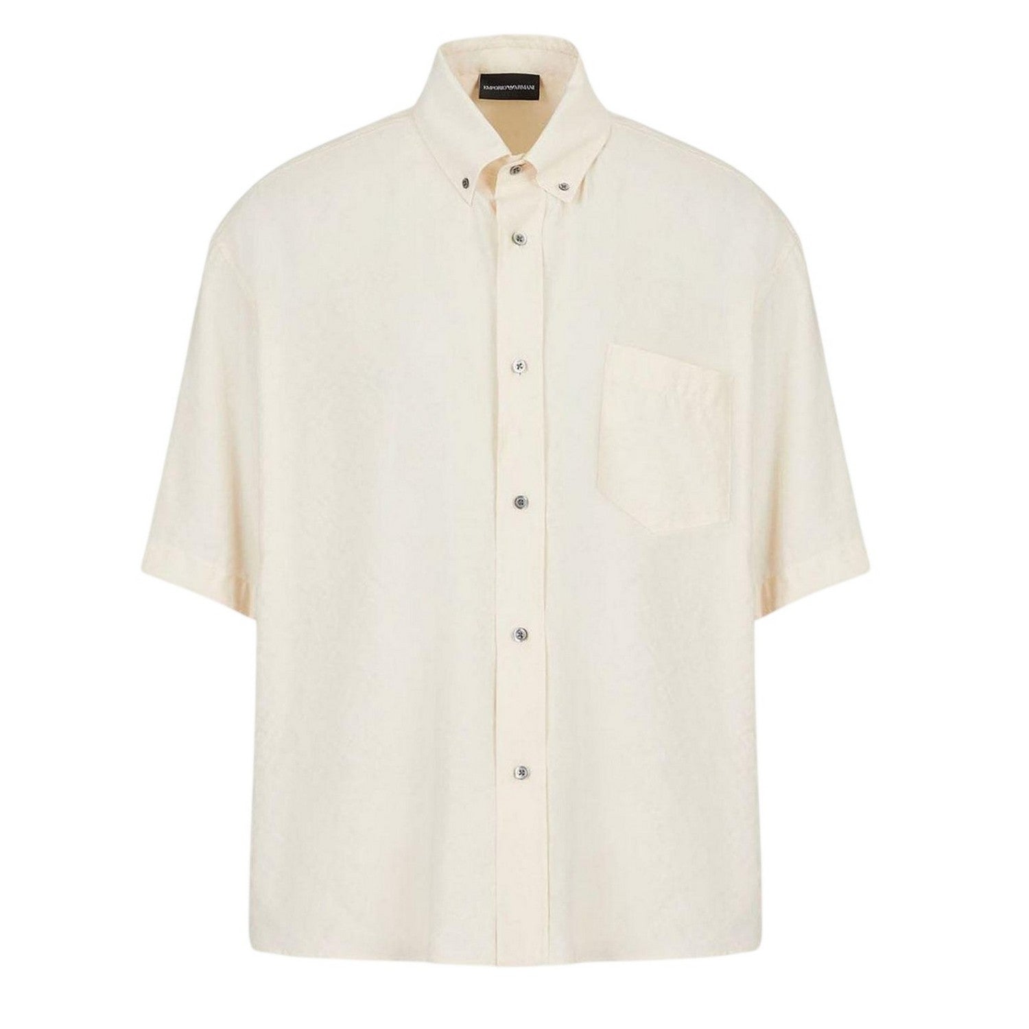 Cream - Front - Emporio Armani EA7 Mens Relaxed Fit Short-Sleeved Shirt