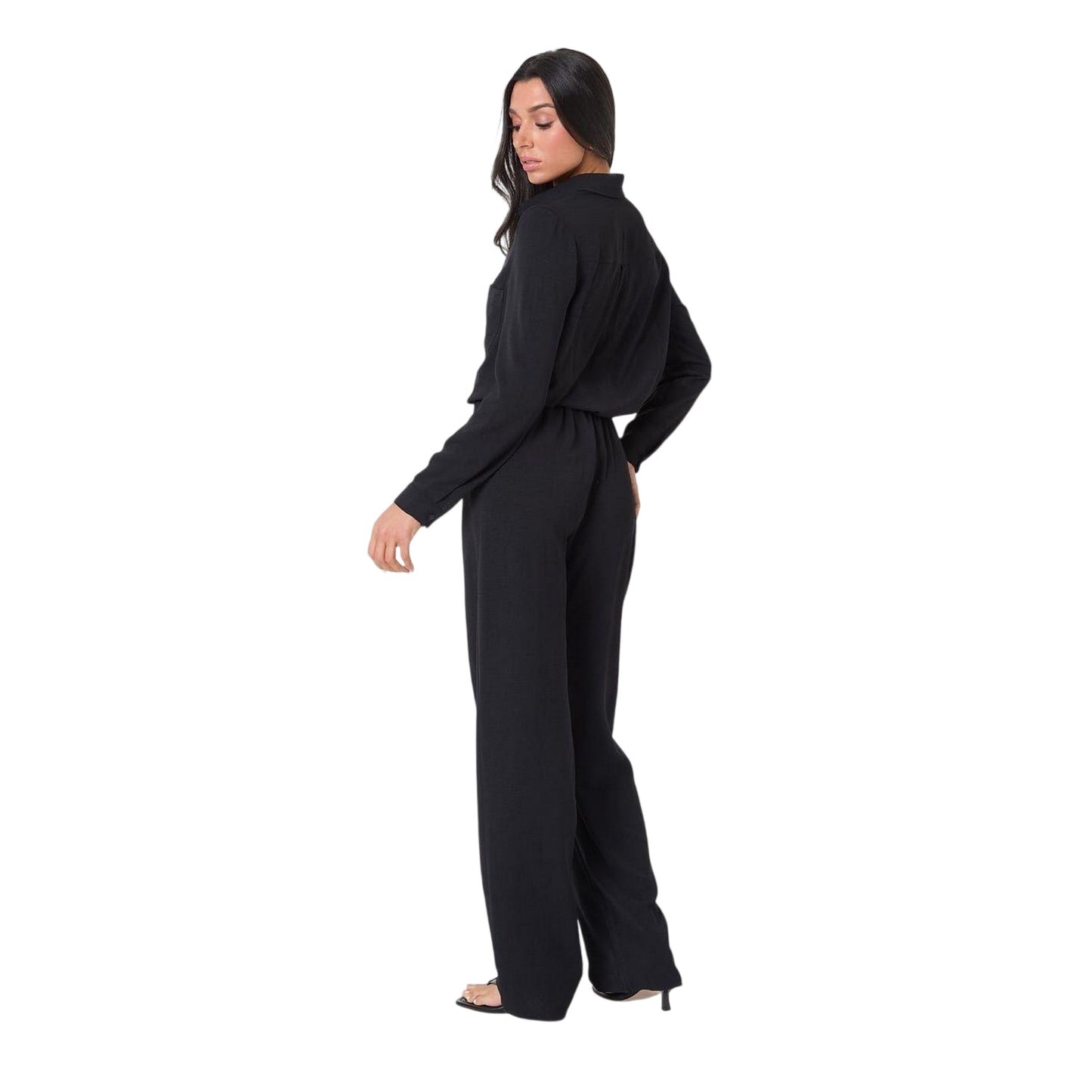 Black - Back - I Saw It First Womens-Ladies Crepe Long-Sleeved Shirt
