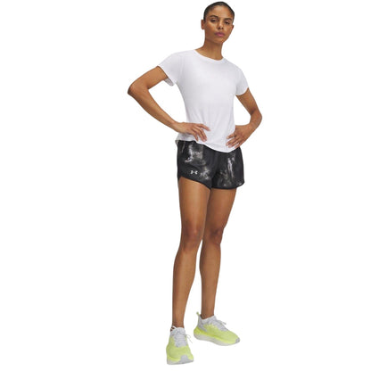 Black - Side - Under Armour Womens-Ladies Fly By 3 Running Shorts