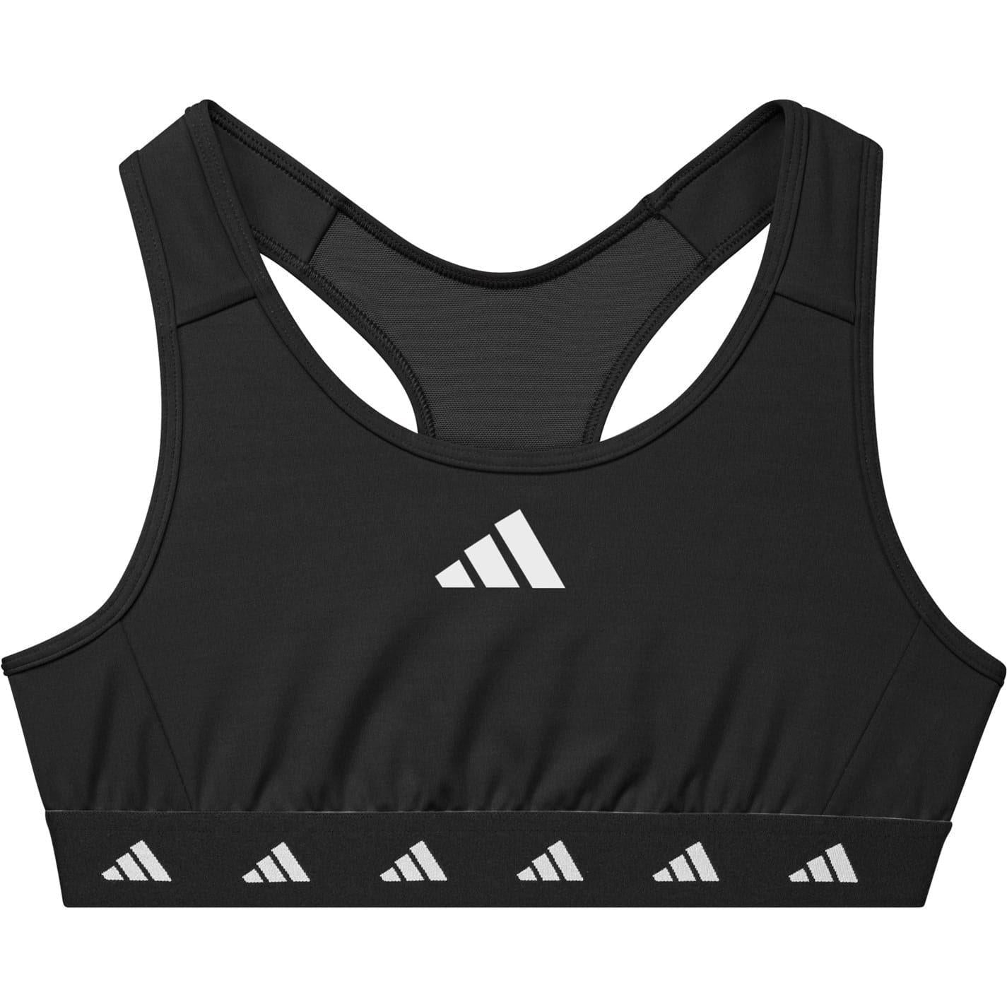 Black-White - Front - Adidas Girls Techfit Sports Bra