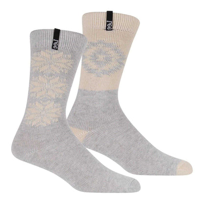 Grey Marl-Ecru - Back - Lee Womens-Ladies Fair Isle Boot Socks (Pack of 2)