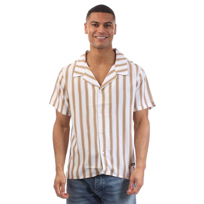 Natural - Front - Boss Mens Viscose Co-ord Shirt