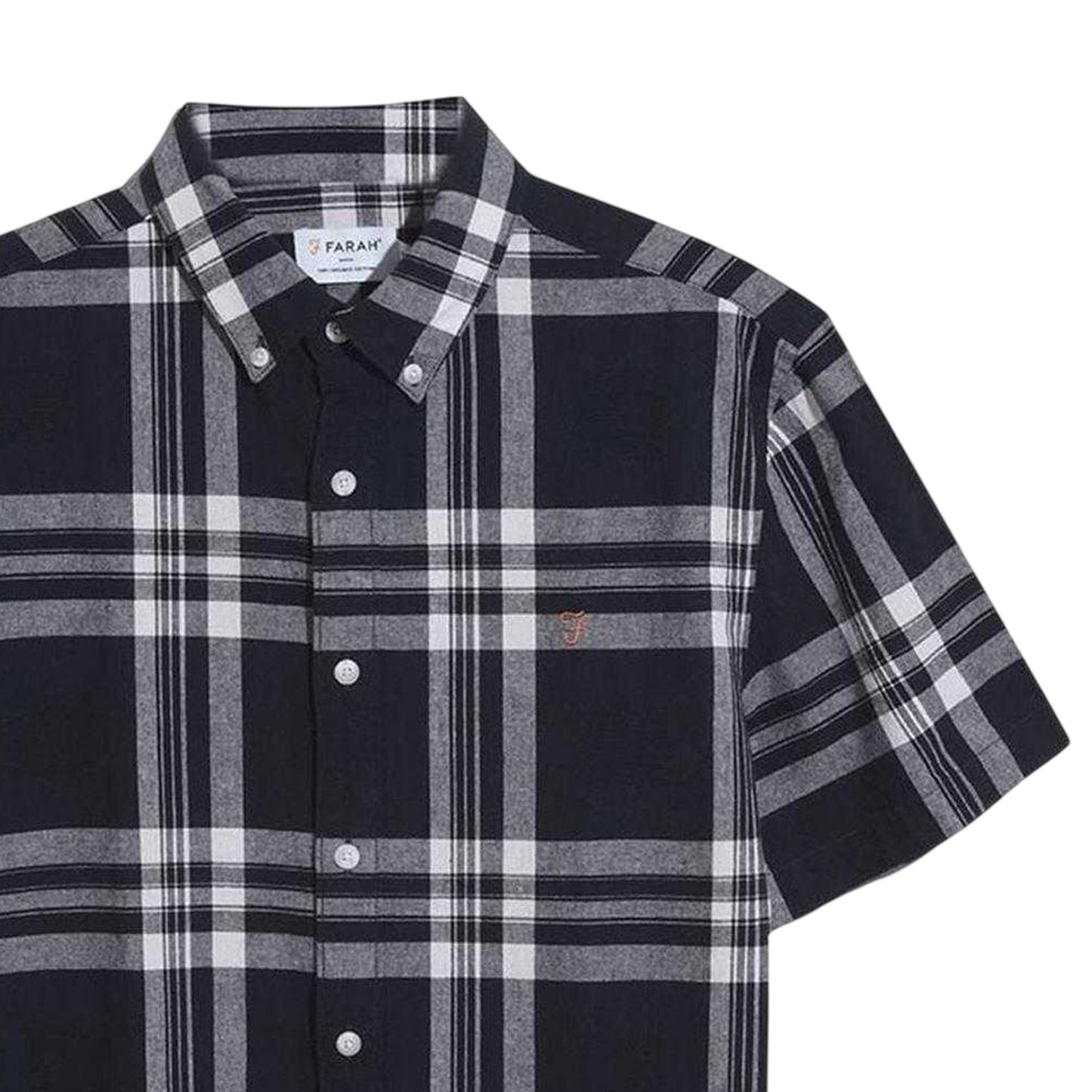 Black-White - Side - Farah Mens Bold Check Cotton Shirt