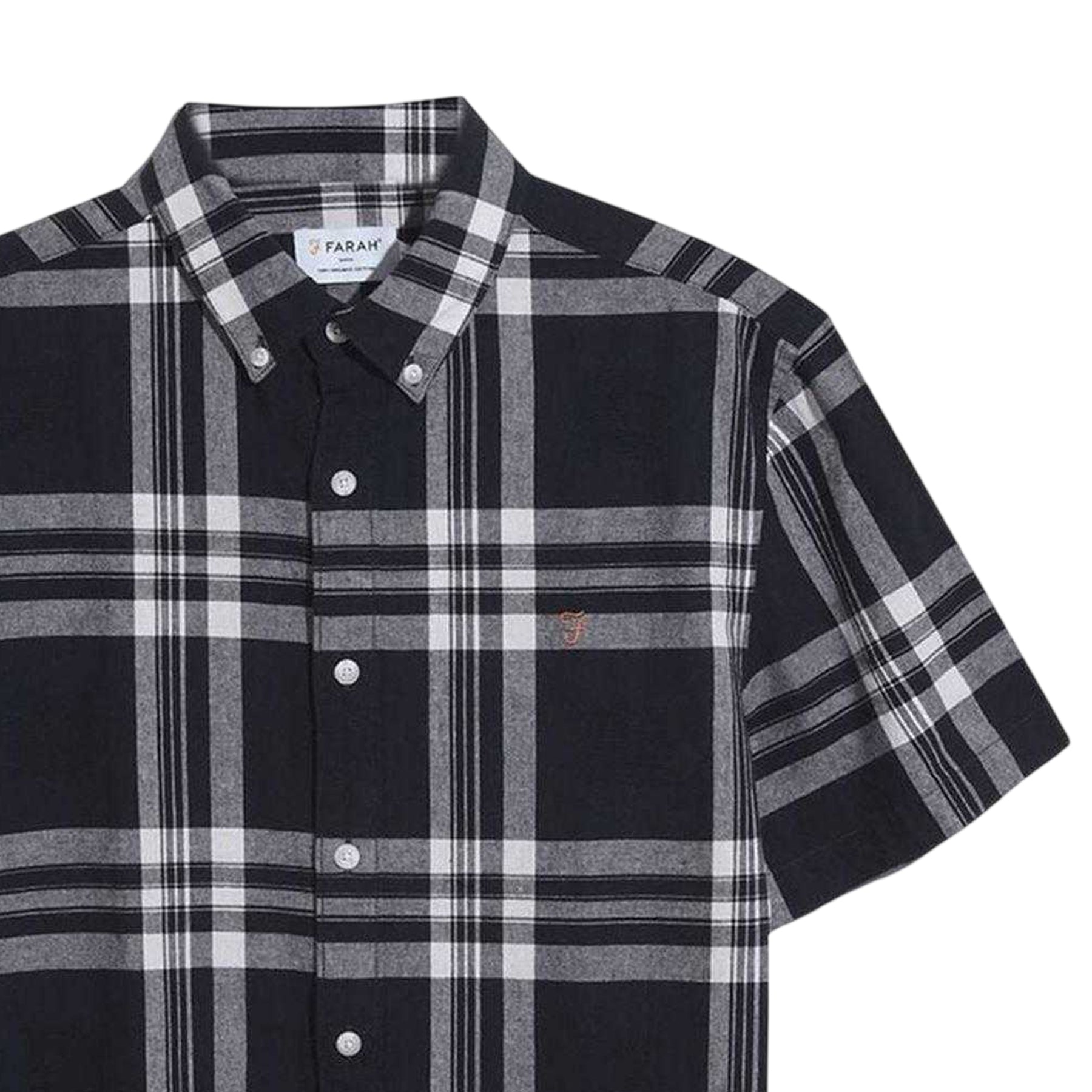 Black-White - Side - Farah Mens Bold Check Cotton Shirt