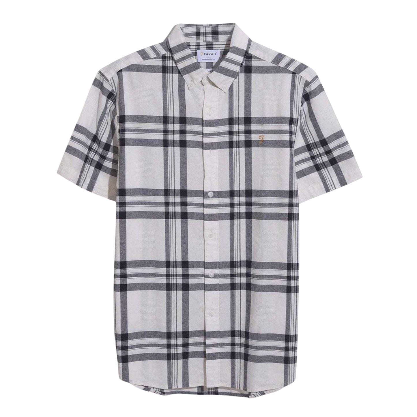 Ecru - Front - Farah Mens Bold Check Cotton Shirt