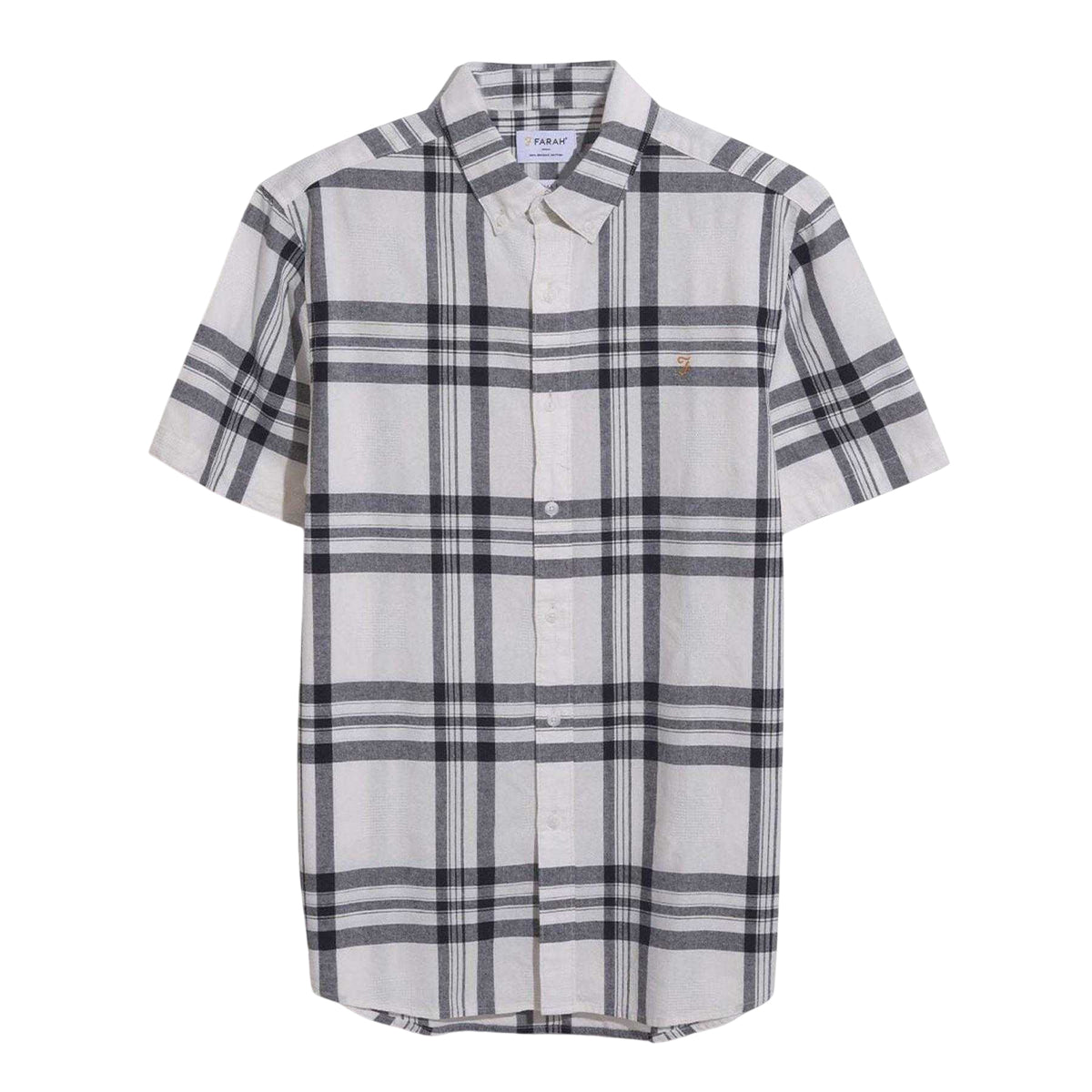 Ecru - Front - Farah Mens Bold Check Cotton Shirt