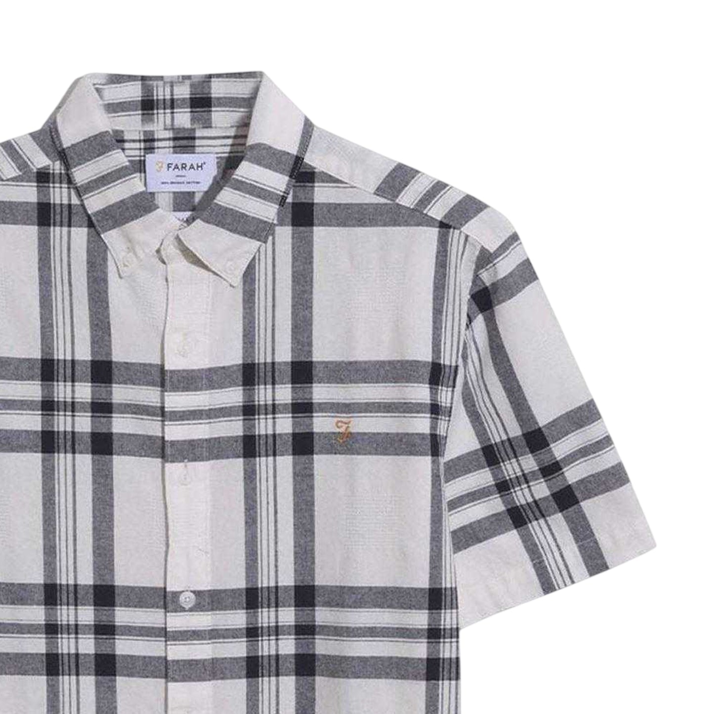 Ecru - Back - Farah Mens Bold Check Cotton Shirt