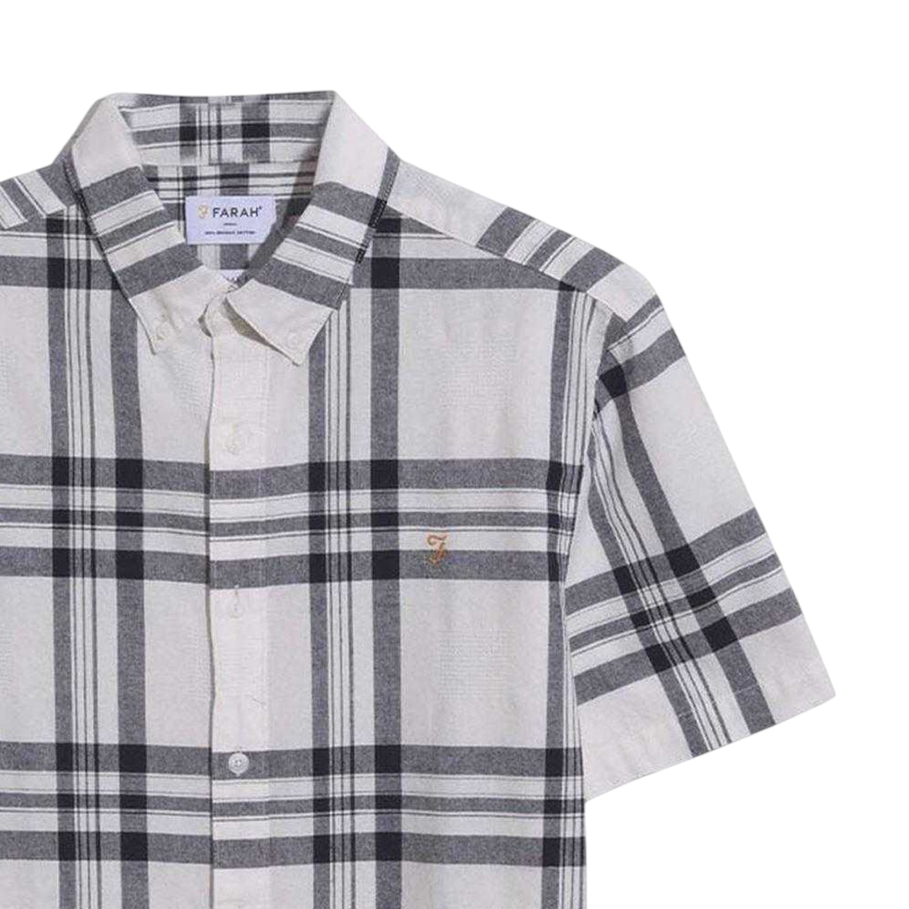 Ecru - Back - Farah Mens Bold Check Cotton Shirt