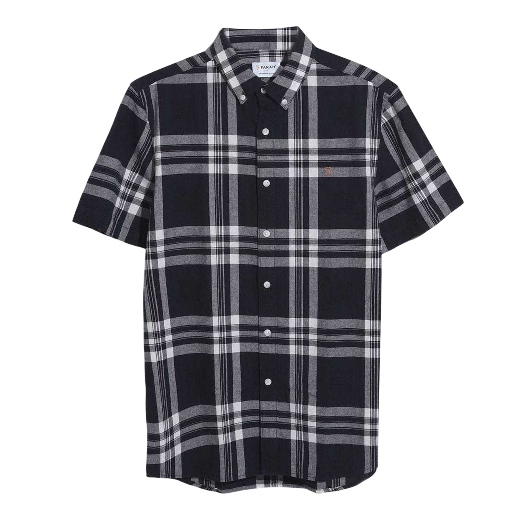 Black-White - Front - Farah Mens Bold Check Cotton Shirt