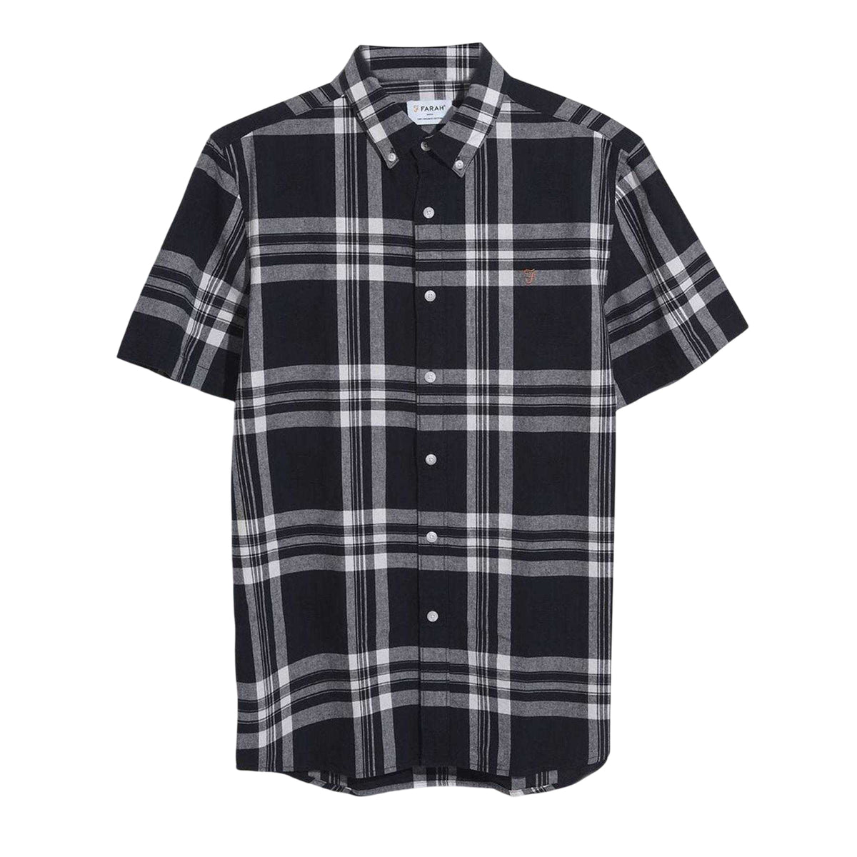 Black-White - Front - Farah Mens Bold Check Cotton Shirt