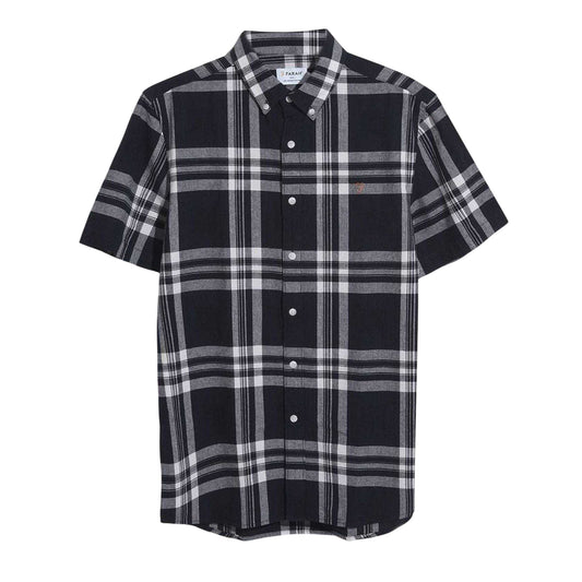 Black-White - Front - Farah Mens Bold Check Cotton Shirt