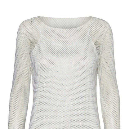 Snow White - Back - Vero Moda Womens-Ladies Celine Mesh Crew Neck Mini Dress