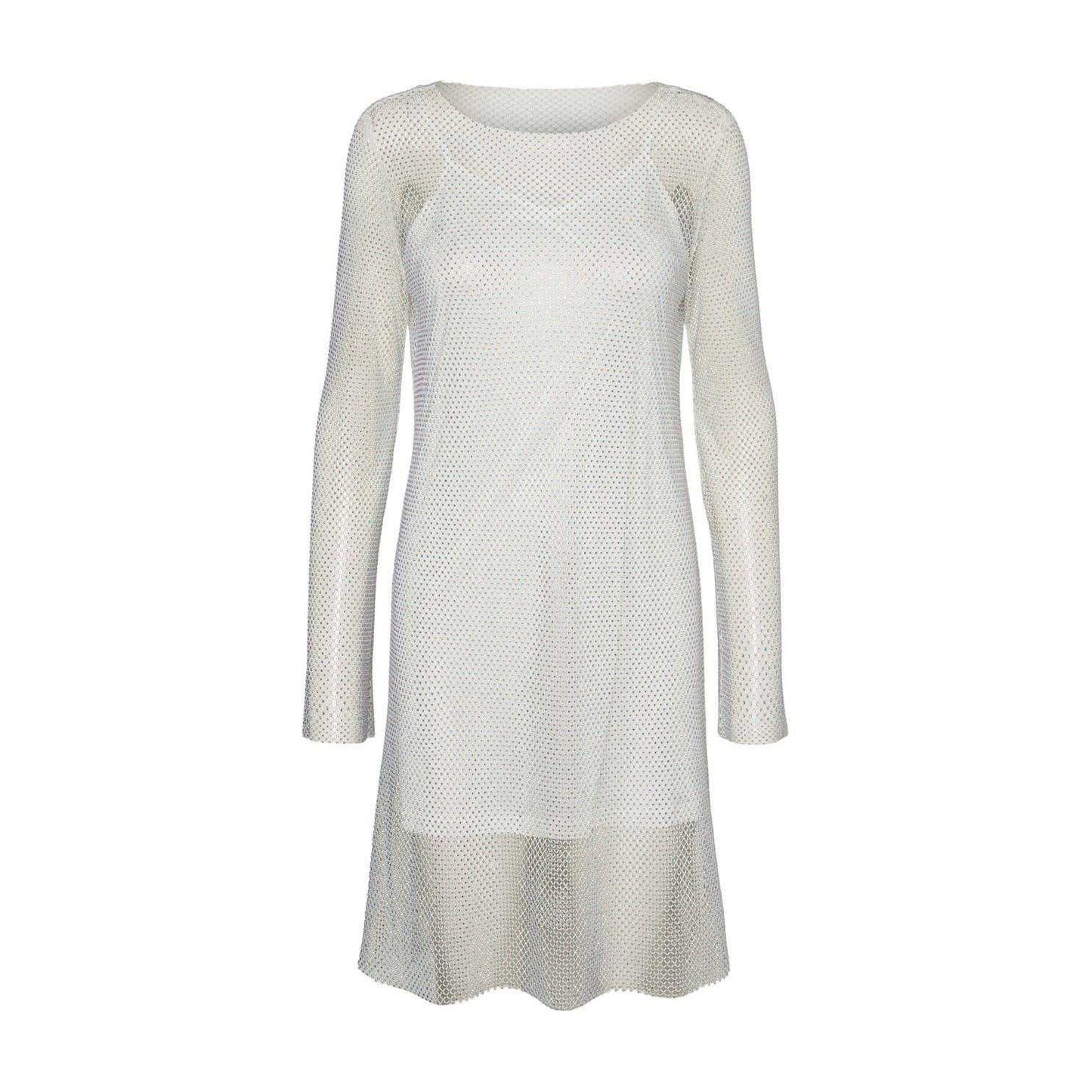 Snow White - Front - Vero Moda Womens-Ladies Celine Mesh Crew Neck Mini Dress