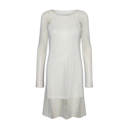 Snow White - Front - Vero Moda Womens-Ladies Celine Mesh Crew Neck Mini Dress