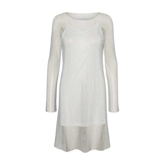Snow White - Front - Vero Moda Womens-Ladies Celine Mesh Crew Neck Mini Dress