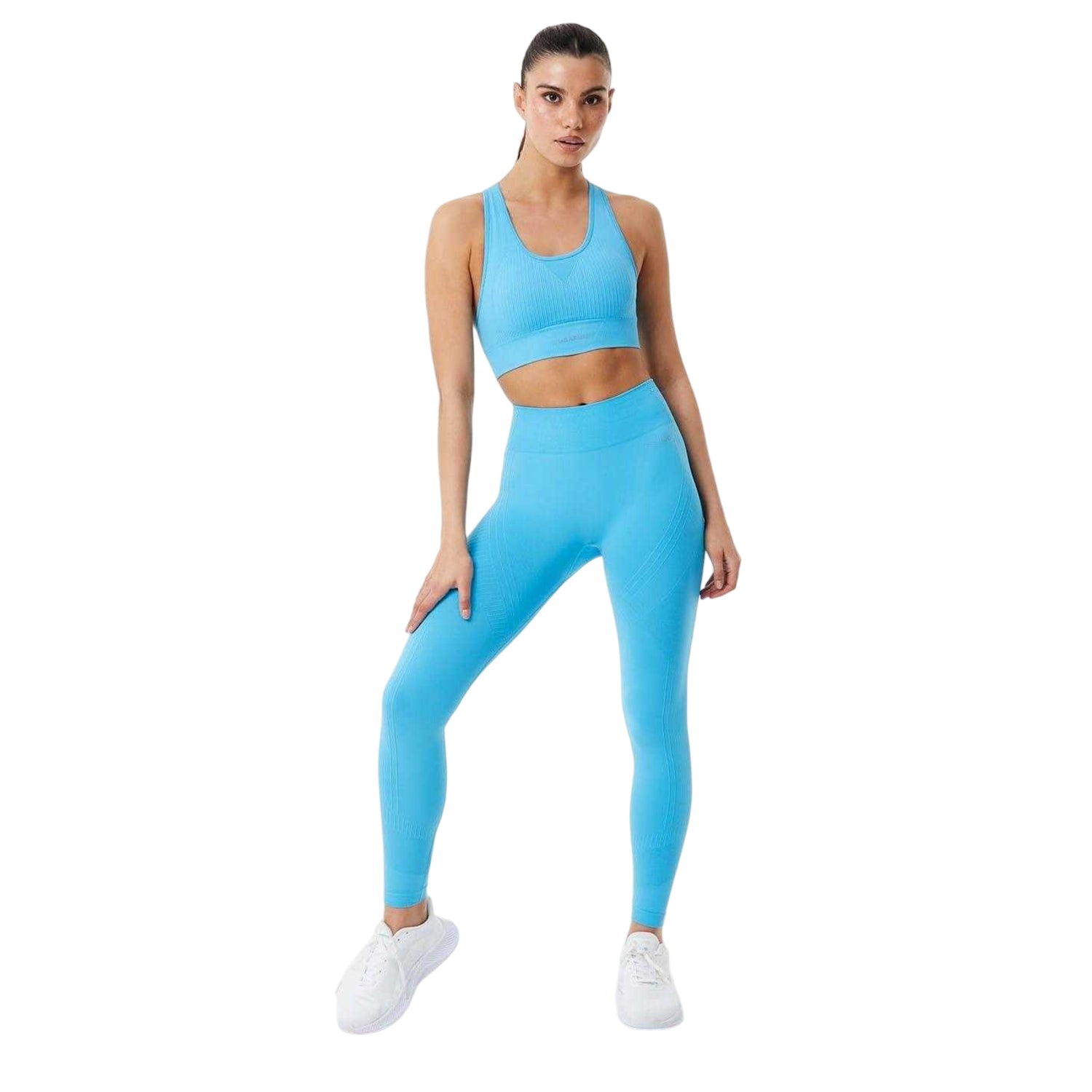 Aqua - Side - USA Pro Womens-Ladies Seamless High Rise Leggings