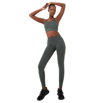 Khaki - Side - USA Pro Womens-Ladies Seamless High Rise Leggings