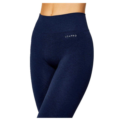 Navy - Side - USA Pro Womens-Ladies Seamless High Rise Leggings