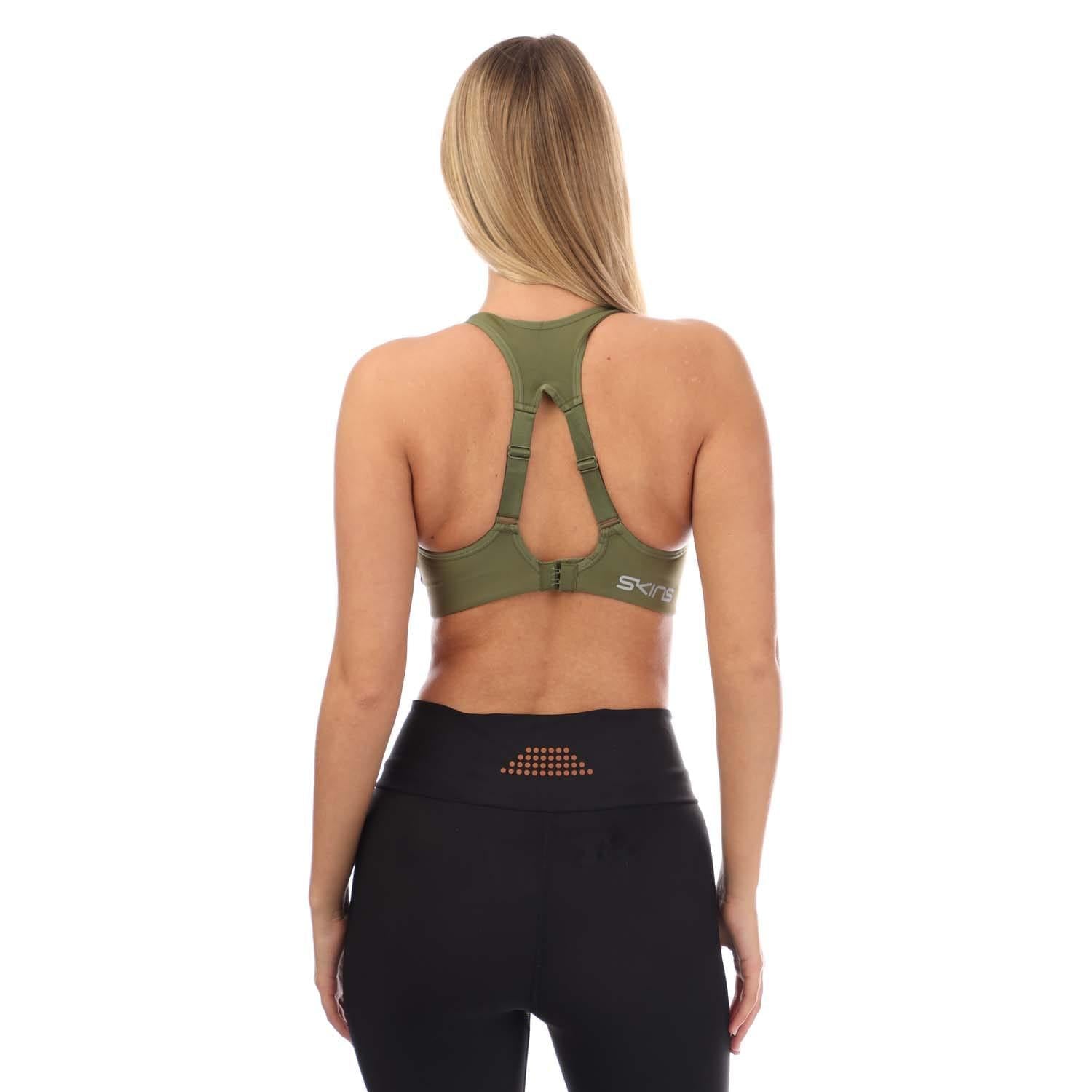 Khaki Green - Back - Skins Womens-Ladies Series-3 Hi-Impact Sports Bra
