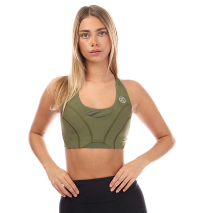 Khaki Green - Side - Skins Womens-Ladies Series-3 Hi-Impact Sports Bra