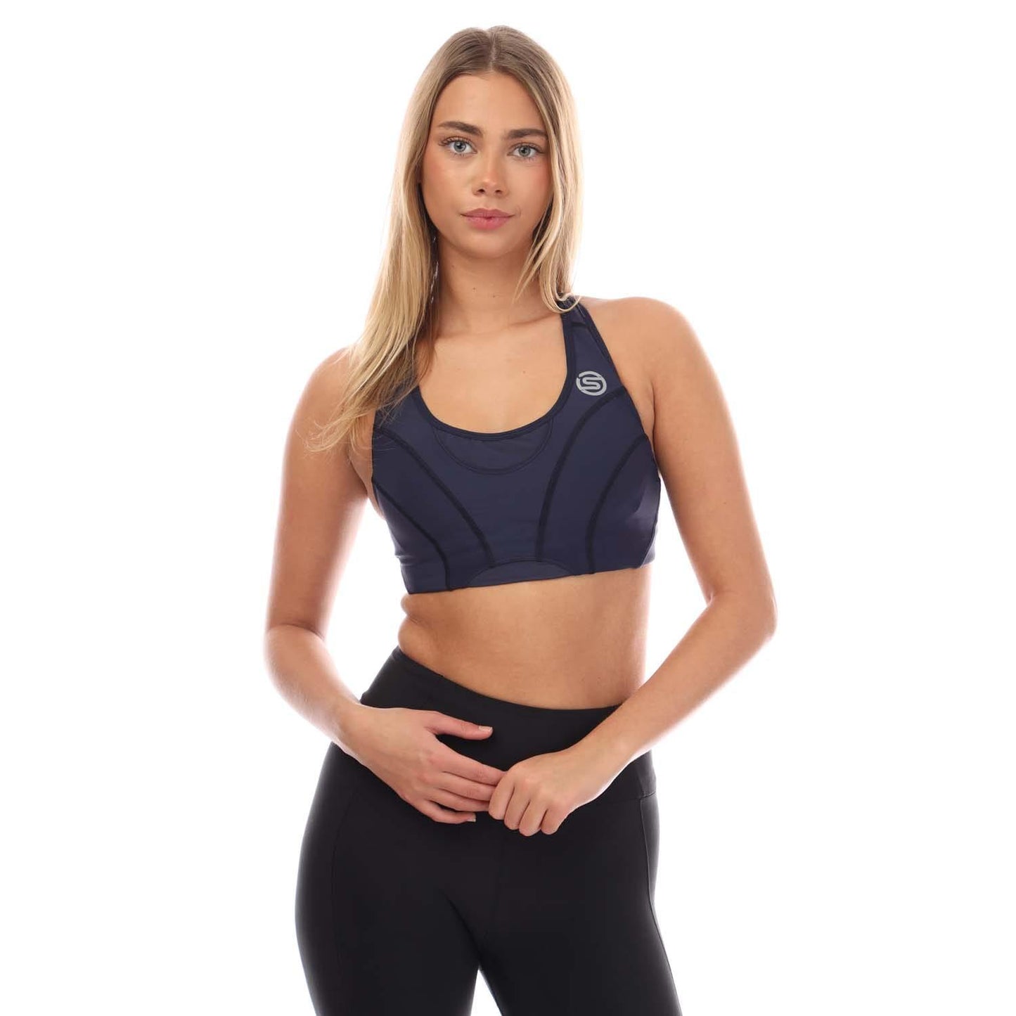 Navy - Front - Skins Womens-Ladies Series-3 Hi-Impact Sports Bra