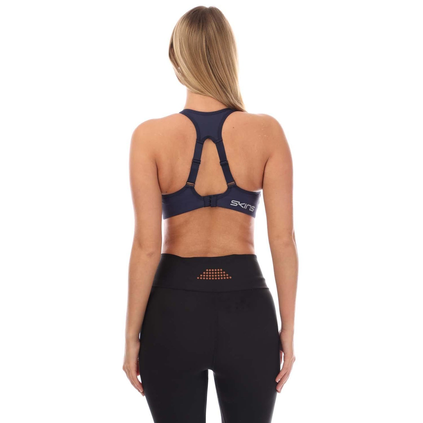Navy - Back - Skins Womens-Ladies Series-3 Hi-Impact Sports Bra