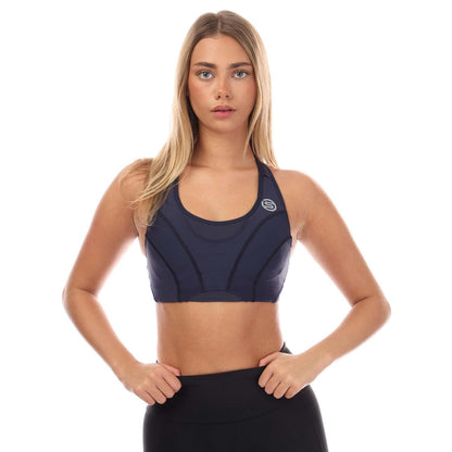 Navy - Side - Skins Womens-Ladies Series-3 Hi-Impact Sports Bra