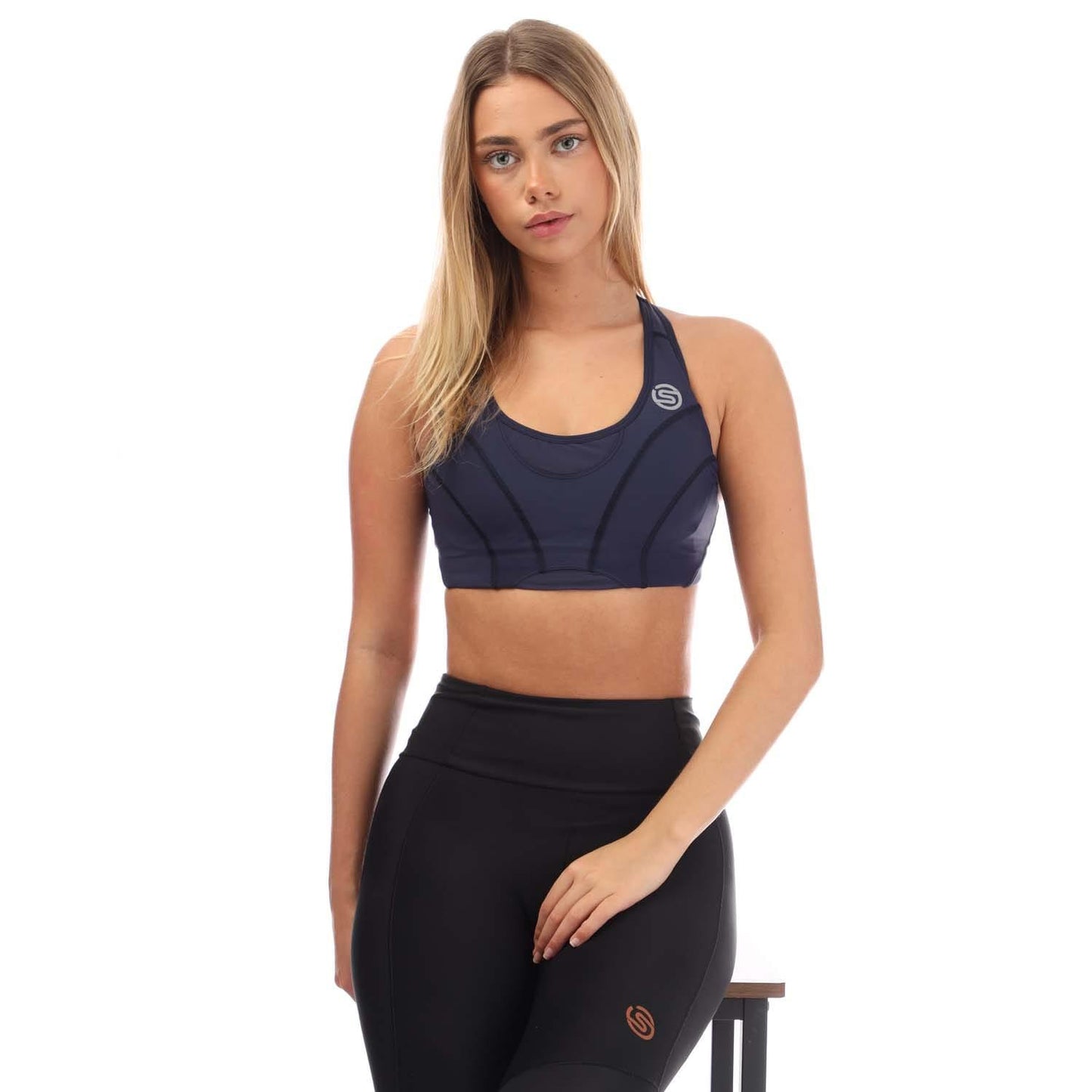 Navy - Lifestyle - Skins Womens-Ladies Series-3 Hi-Impact Sports Bra