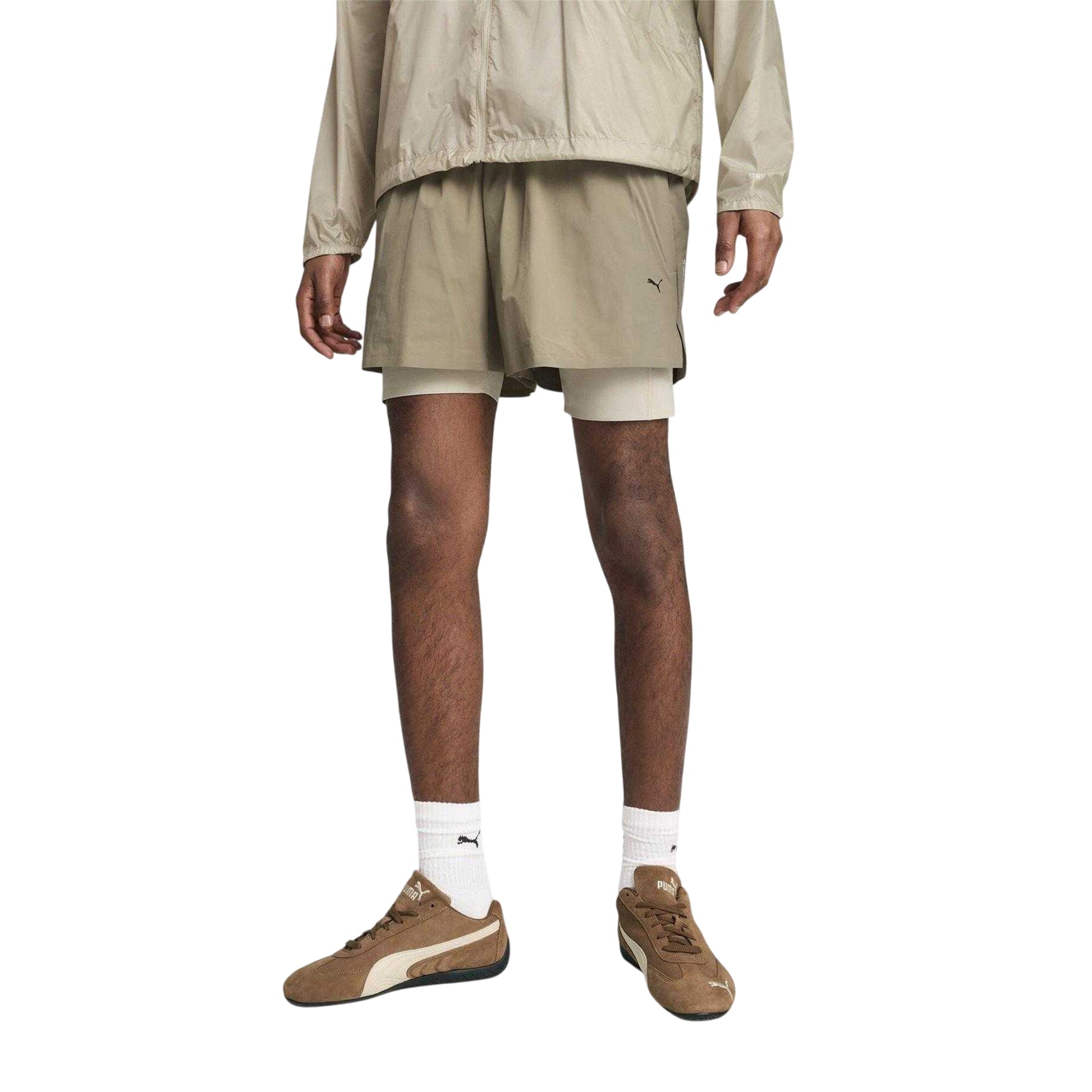 Moss Green - Side - Puma Mens Drycell Running Shorts