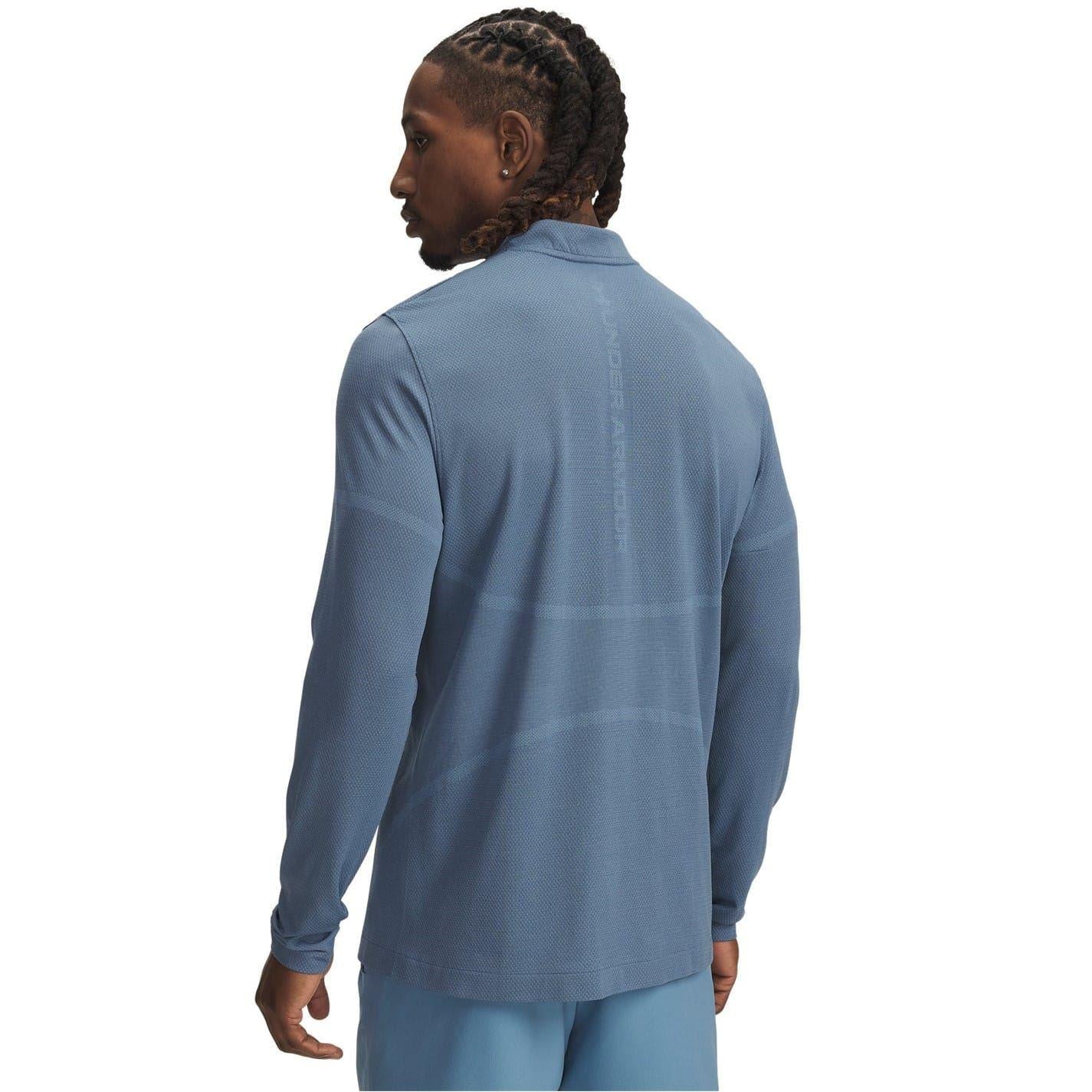 Blue Smoke - Back - Under Armour Mens Rush Long-Sleeved Technical Top
