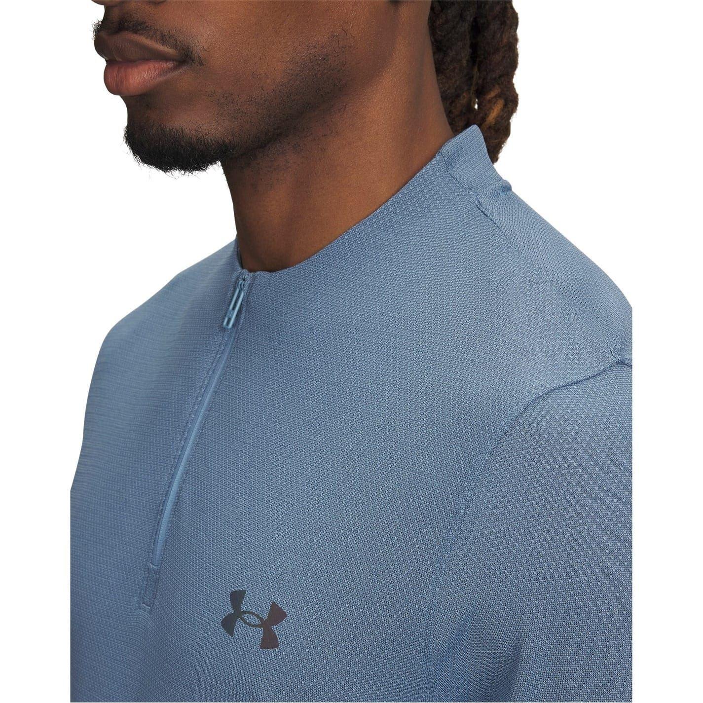 Blue Smoke - Side - Under Armour Mens Rush Long-Sleeved Technical Top