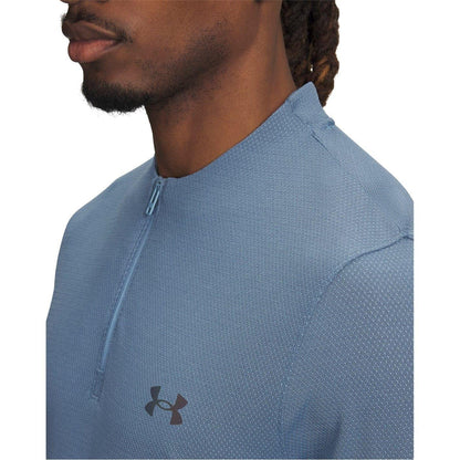 Blue Smoke - Side - Under Armour Mens Rush Long-Sleeved Technical Top