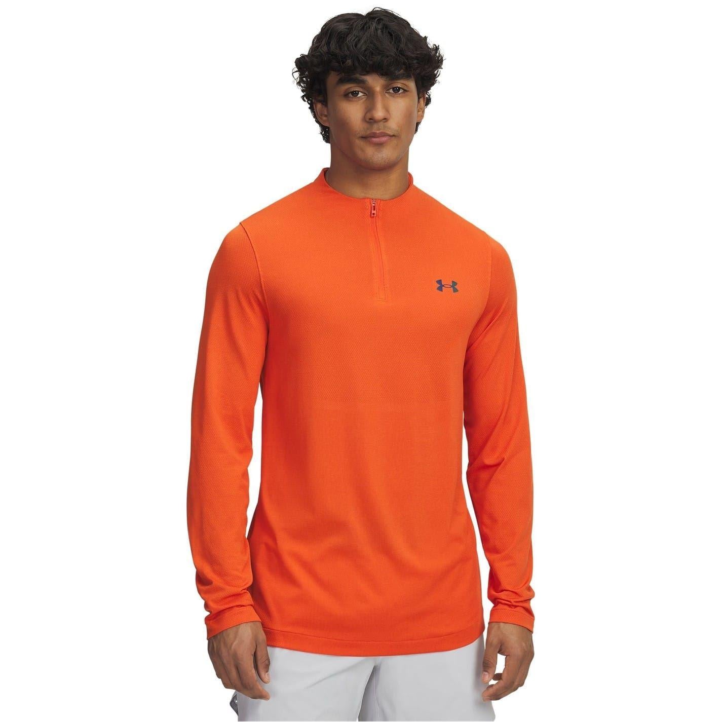 Orange - Front - Under Armour Mens Rush Long-Sleeved Technical Top