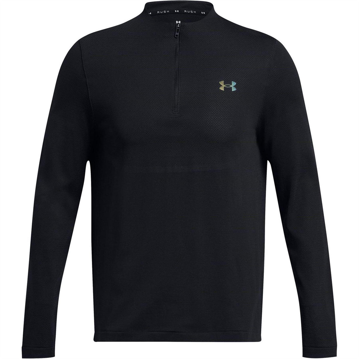 Black - Front - Under Armour Mens Rush Long-Sleeved Technical Top