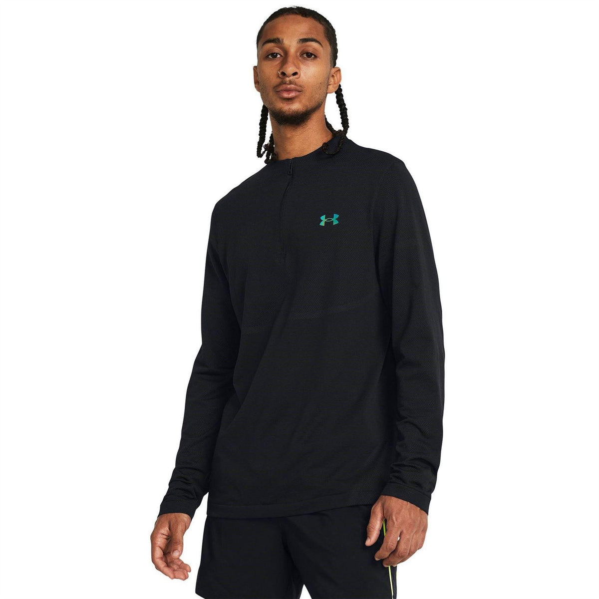 Black - Side - Under Armour Mens Rush Long-Sleeved Technical Top
