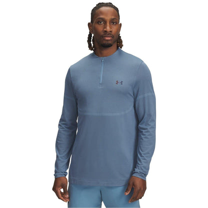 Blue Smoke - Front - Under Armour Mens Rush Long-Sleeved Technical Top